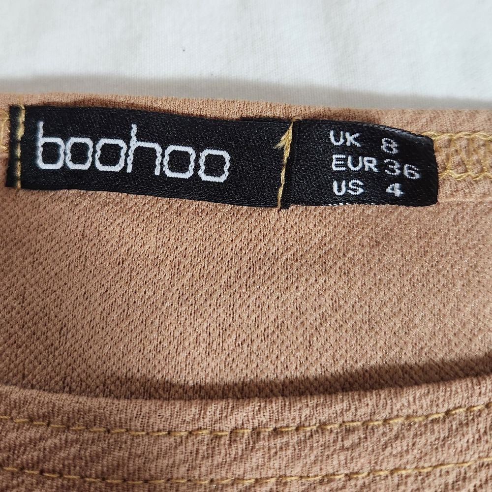 BOOHOO Tan Crop Top Festival Beach SZ 4 US - Picture 2 of 8